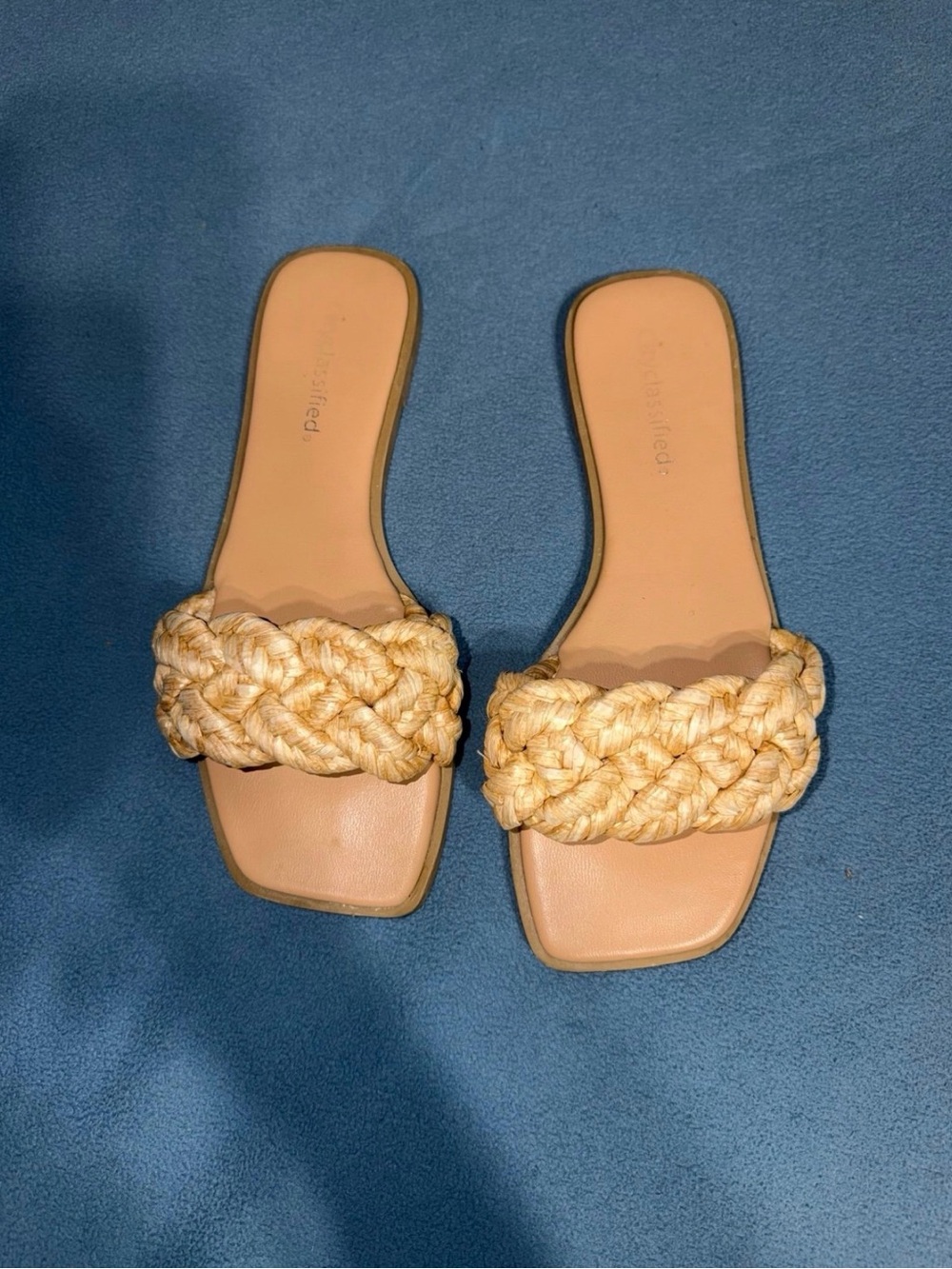 Pink Lily Tan Braided Slide Sandals